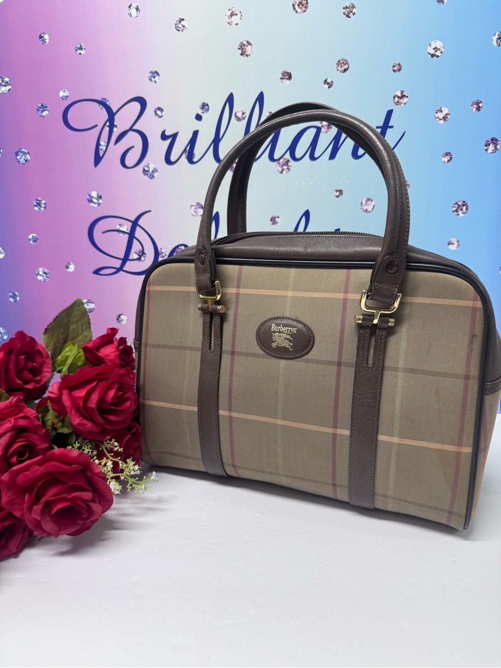 VINTAGE BURBERRYS PLAID TOTE BAG